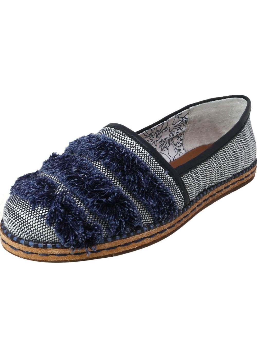 Ellen Degeneres slip-on flats shoes Nolana Woven Fabric Size 8.5 Leather Trim
